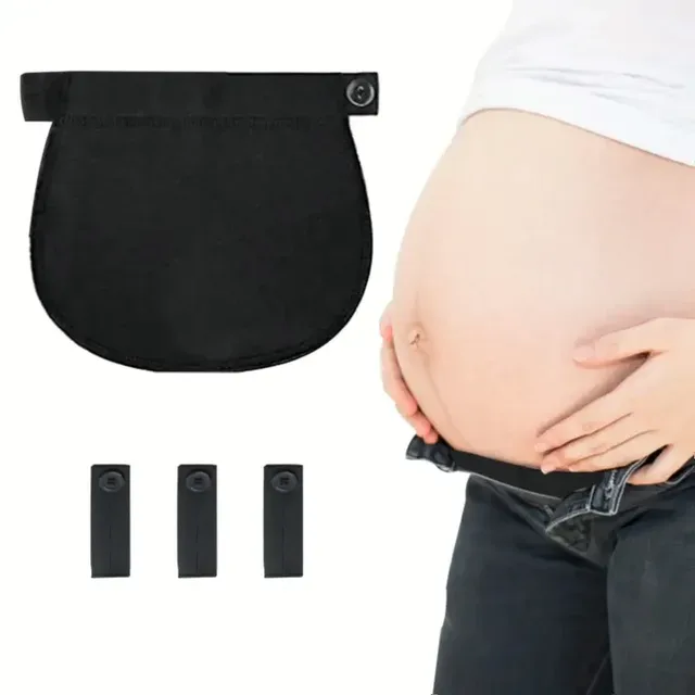 Adaptable maternity waistband with belly band and adjustable button-hole elastic