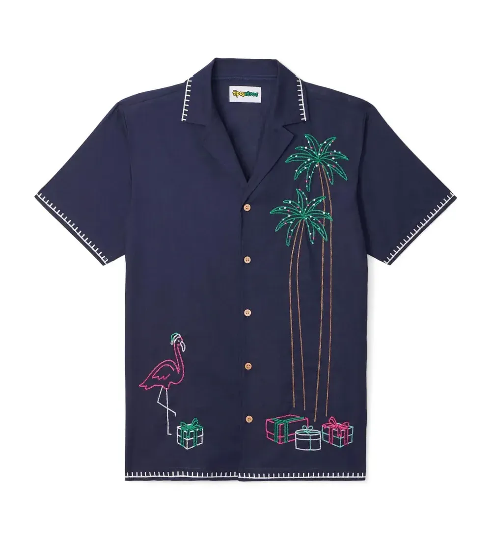 Embroidered Hawaiian Shirt