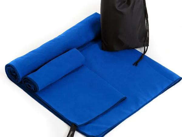 Lightweight quick-dry microfibre towel folded on a gym bench