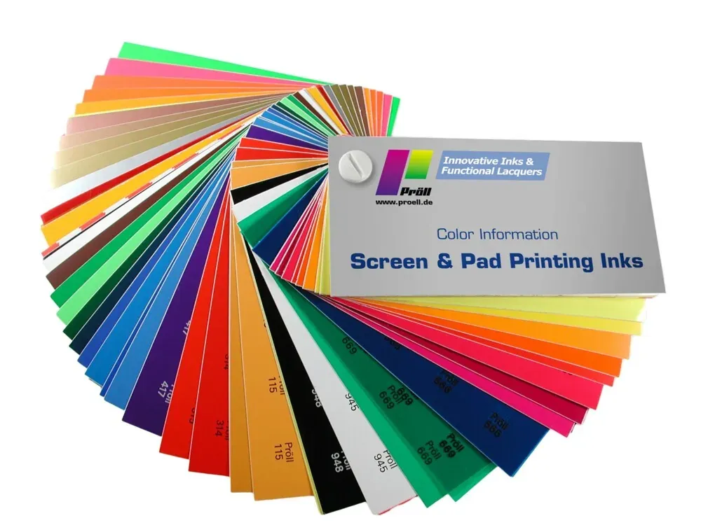 Pigment and ink colour mixing chart for screen and pad printing