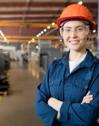 Industrial worker in factory uniform — production line