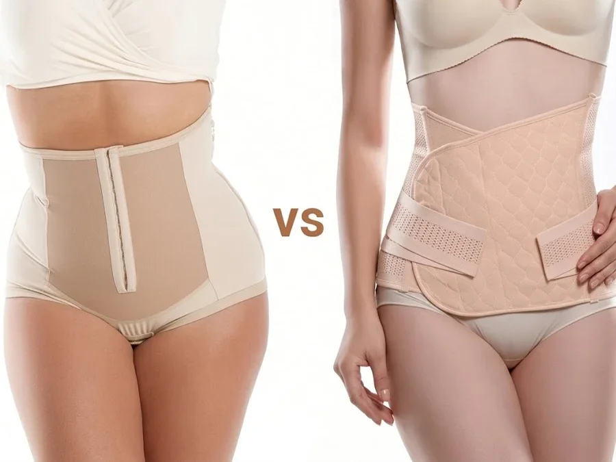 Post-partum support belly band with adjustable fit