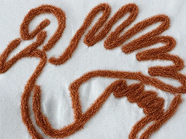 Rope-stitched embroidery with a raised, twisted border