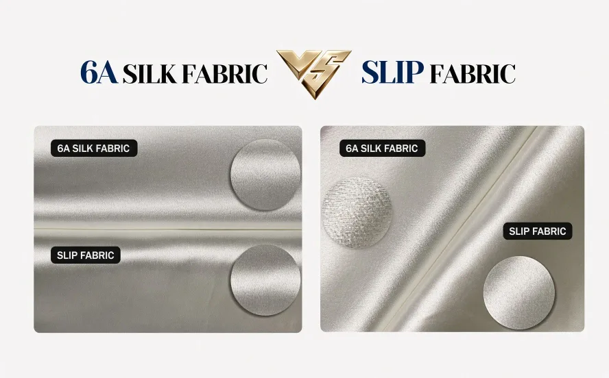 Side-by-side comparison of 6A silk fabric and Sip fabric drape