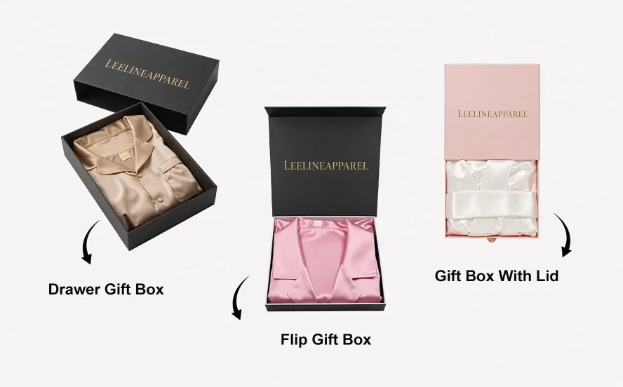 Custom pajama gift boxes — drawer box, flip box and box with lid