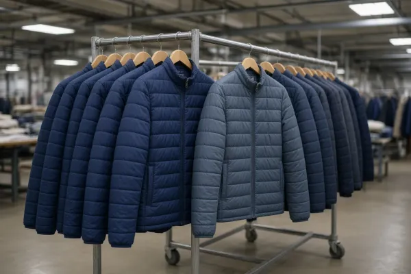Jackets of the same style across a production rail