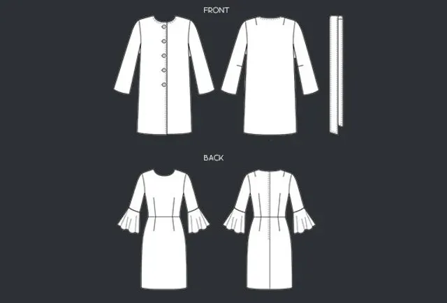 Fashion pattern drawn and graded from a rough sketch to a prototype